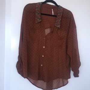 Burnt orange patterned blouse from FP